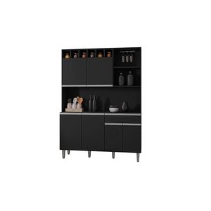 Kit Cozinha Compacta 130 Cm Com 6 Portas E 1 Gaveta Alice Preto Fosco