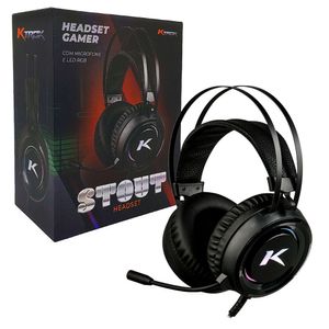 Headset Gamer Ktrok Stout, P2 + Usb + Adaptador P3, Rgb, Drivers 50mm, Preto