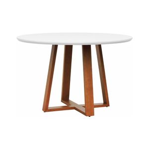 Mesa De Jantar Madri Madeira Maciça - Amêndoa Tampo 120 Laqueado Branco