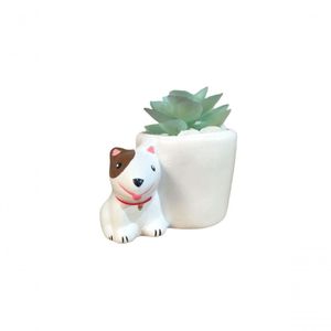Vaso Jardim Cachepo Pitbull Marrom Cerâmica 5,2 Cm Diâmetro