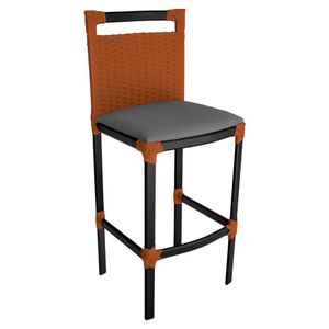 Banqueta Alta Vigor Em Alumínio E Corda Náutica Ocre Ocre Com Cinza