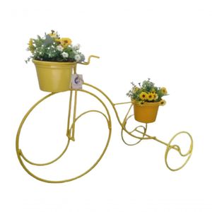 Suporte Plantas Bicicleta Amarela - 2 Vasos