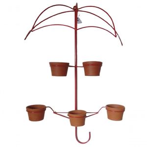 Suporte Plantas Guarda Chuva Vermelho 5 Vasos