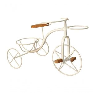 Suporte Plantas Ferro 2 Vasos Bicicleta Branca 60 Cm Altura