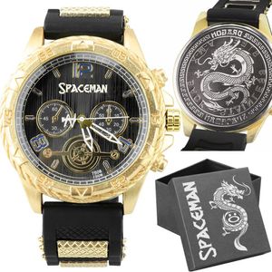 Relogio Original Aço Inox Dourado Masculino Grande + Caixa Casual Social Silicone Dragão