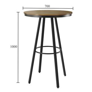 Mesa Bistro Redonda 70 Cm Estrutura Aço Carbono Base Preta Boston Nozes