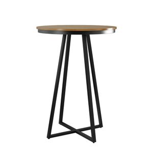 Mesa Bistro Redonda 70 Cm Estrutura Aço Carbono Base Preta Vegas Nozes