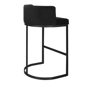Banqueta Alta Estofada Estrutura Aço Carbono Belly Ii Base Preto 65cm Suede Preto