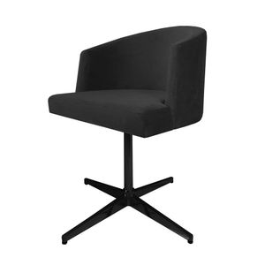 Cadeira Poltrona Base Preto Giratoria Estofada Arkadina Suede Preto