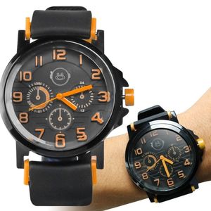 Relogio Aço Inox Preto Silicone Laranja Ajustavel