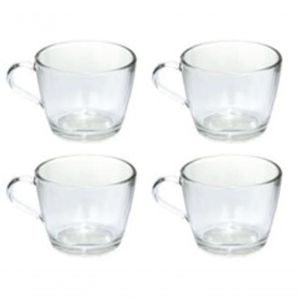 Jogo 4 Xícaras Café Vidro Temperado 215 Ml Resistente Café Da Manhã