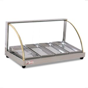 Estufa Vitrine Expositor Curva Inox Para Salgados 4 Bandejas