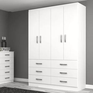 Guarda Roupa Casal Treviso 4 Portas 6 Gavetas - Branco Branco