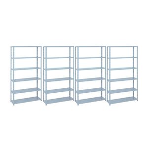 Kit - 4 Estantes Leve De Metal Reforçada 30 Cm 6 Níveis 25kg Por Bandeja - Sa Gôndolas
