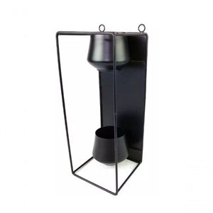 Vaso De Ferro Preto Para Parede 15x37cm