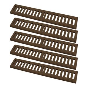 Kit 5 Ralo Grelha Linear Caixilho Alumínio Marrom 10x50cm