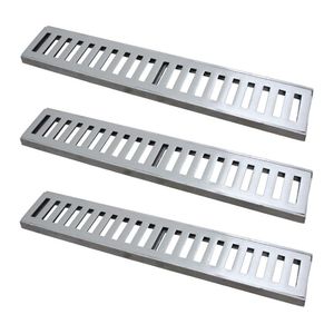 Kit 3 Ralo Grelha Linear Caixilho Em Alumínio Polido 15x50cm