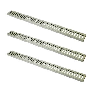 Kit 3 Ralo Grelha Linear Caixilho Em Alumínio Bege 10x100cm