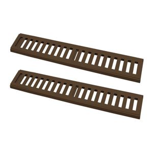 Kit 2 Ralo Grelha Linear Caixilho Em Alumínio Marrom 20x50cm