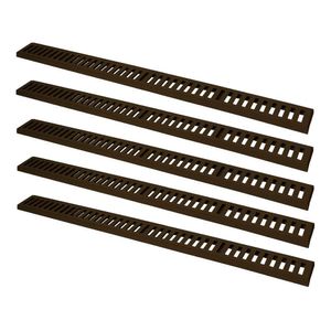 Kit 5 Ralo Grelha Linear Caixilho Alumínio Marrom 20x100cm