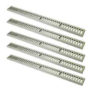 Kit 5 Ralo Grelha Linear Caixilho Em Alumínio Bege 10x100cm