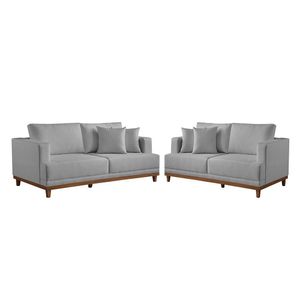 Conjunto Sofás 2 E 3 Lugares Estofados M-175 Veludo Martins Cinza