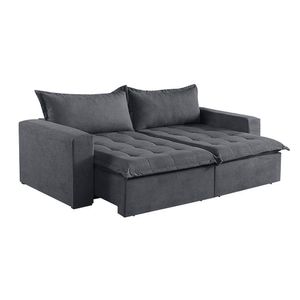 Sofá Cama 2 Lugares Retrátil Reclinável M-184 Veludo Martins Grafite