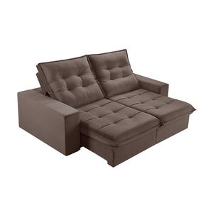 Sofá 4 Lugares Retrátil E Reclinável Martins M-165 Veludo Marrom