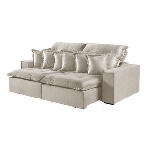 Sofá 2 Lugares Retrátil E Reclinável M-144 Veludo Martins Creme