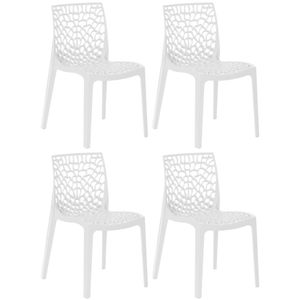 Kit 4 Cadeiras De Jantar Gruvyer Design Em Polipropileno - Branco
