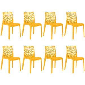 Kit 8 Cadeiras De Jantar Gruvyer Design Em Polipropileno - Amarelo