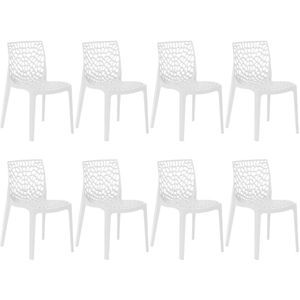 Kit 8 Cadeiras De Jantar Gruvyer Design Em Polipropileno - Branco