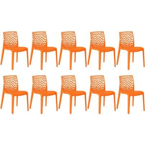 Kit 10 Cadeiras De Jantar Gruvyer Design Em Polipropileno - Laranja