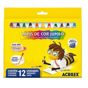 Lápis De Cor 12 Cores Jumbo - Acrilex