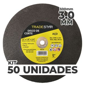 Kit C- 50 Disco De Corte Metal 12 300x3,0 Mm Furo 19,05 Mm