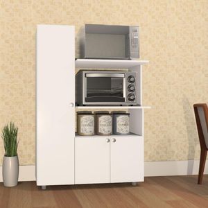 Armário De Cozinha Multiuso âmbar 3 Portas Forno E Micro Branco