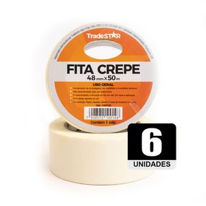 Fita Adesiva Crepe Papel 48mm X 50m C-6 Rolos 48x50