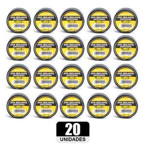 Kit 20 Rolos Pç Fita Isolante 5 Metros Preta