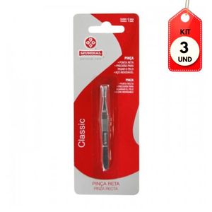 Kit C-03 Mundial Pinça Depilatória Ponta Reta