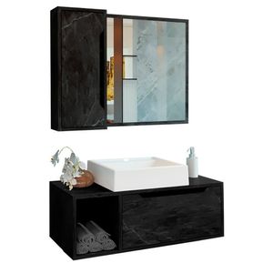 Conjunto 3 Peças Para Banheiro Bn3600x44x45 Marmore Lunar Tecno Mobili Marmore Lunar