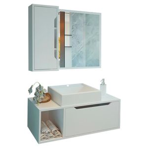 Conjunto 3 Peças Para Banheiro Bn3600x44x45 Branco Tecno Mobili Branco