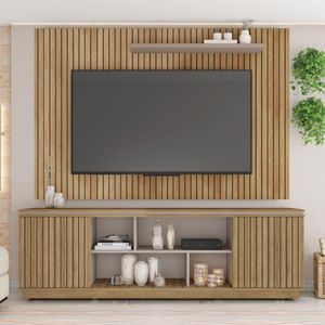 Composição Simetria Com Painel Aegon Para Tv 60 Polegas Lamina Mel/cacao