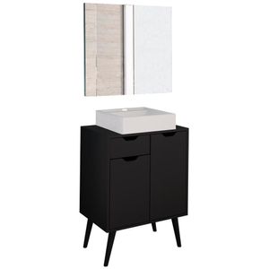 Conjunto 3 Peças Para Banheiro Bn3600x37x38 Preto Metalizado Tecno Mobili Preto Metalizado