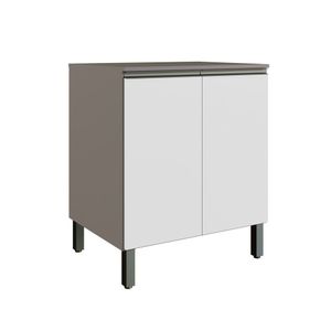 Balcão Com Tampo 2 Portas Cozinha Diamante New Fumê/branco