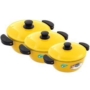 Kit Panelas Gulê Alumínio 900ml 1,45l 1,75l 3 Peças Amarelo