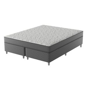 Cama Box Queen D33 Of 1,58x198x0,42 Cinza-branco