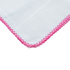 Fralda Ponto Cruz Com Crochê 80x80cm Mabber Rosa Pink