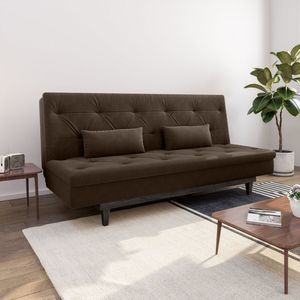 Sofá Cama 3 Lugares Em Suede Tokio Yescasa Marrom - Tabaco