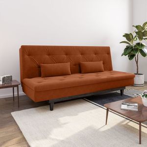 Sofá Cama 3 Lugares Em Suede Tokio Yescasa Laranja-tabaco