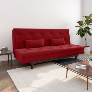 Sofá Cama 3 Lugares Em Suede Tokio Yescasa Vermelho - Tabaco